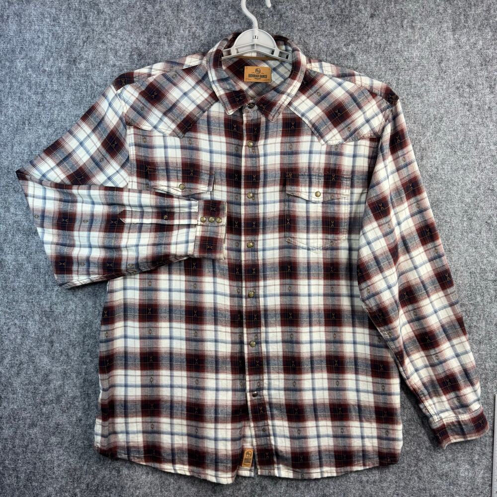 RedHead Ranch Men's 2XL Plaid Flannel Button Down Shirt Heavyweight Workwear